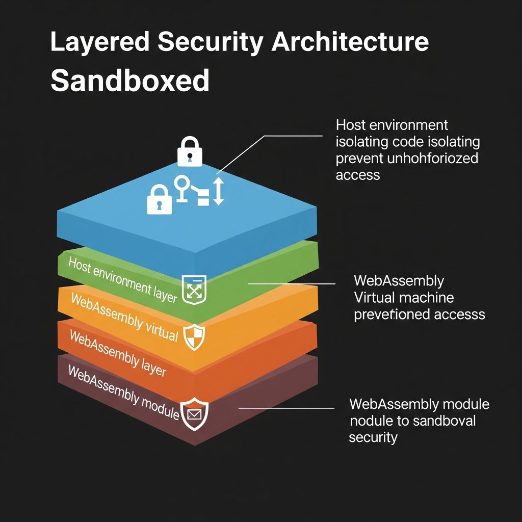 Infographic showing sandboxed security layers of WebAssembly